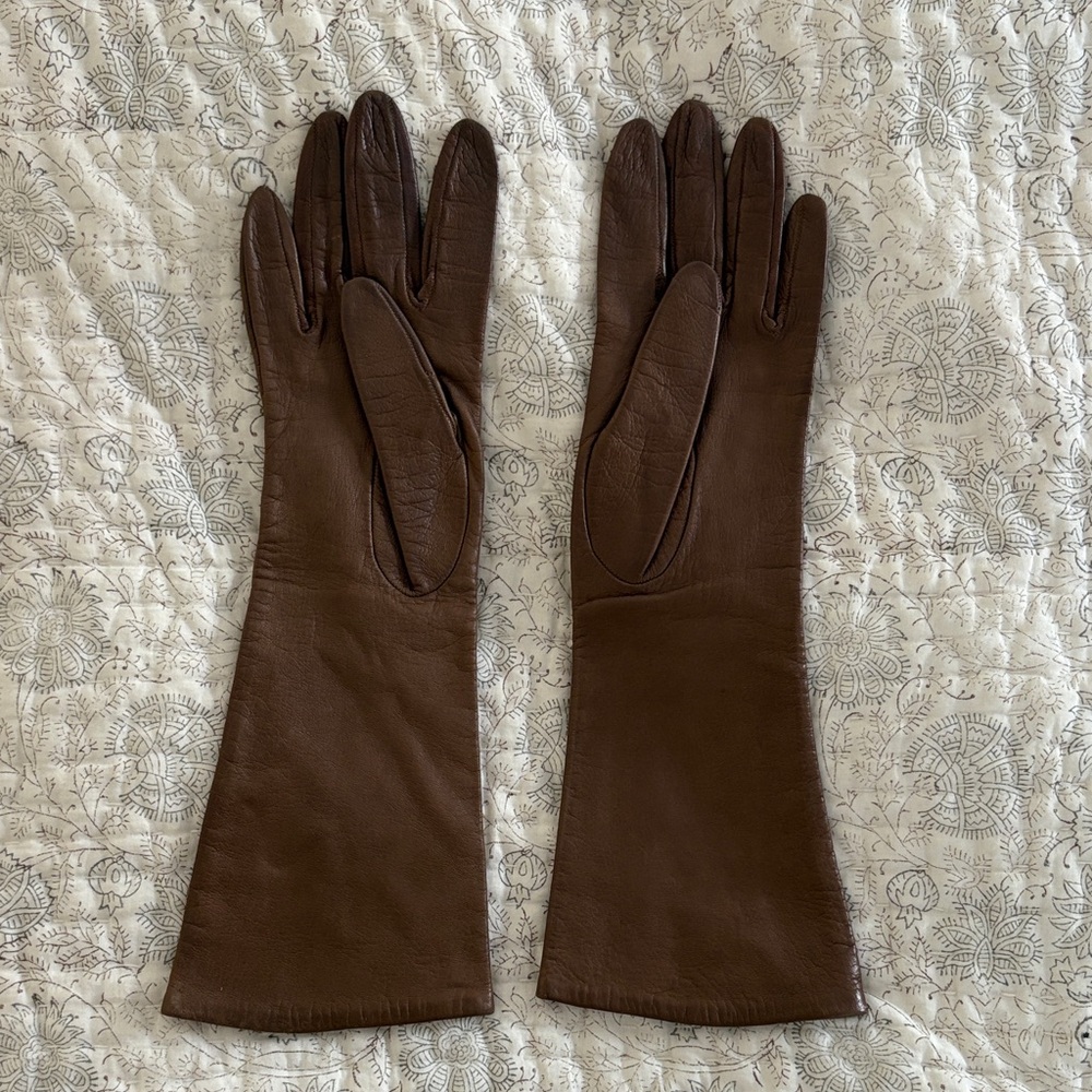 Vintage Brown Leather Gloves - Mint Condition